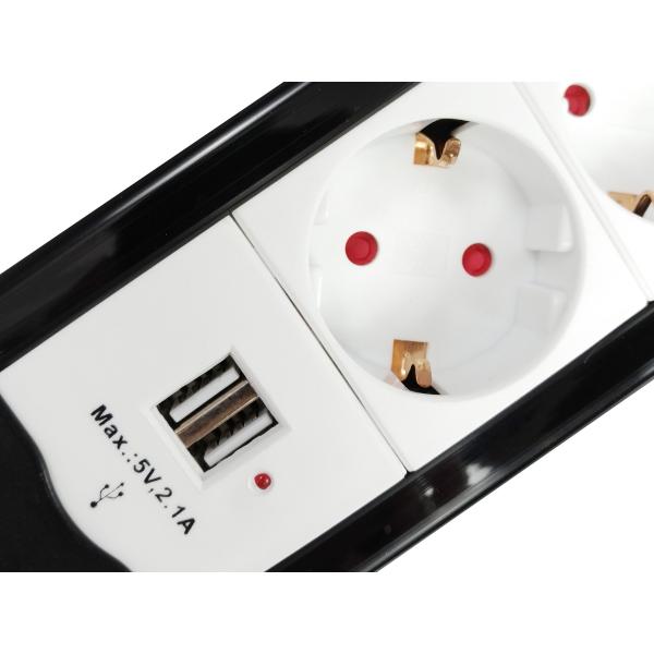 Utrusta 245553 4-outlet Power Strip med 2x USB, 4x AC Outlet (er) inomhus, typ F, 1,5 mm², 1,5 m