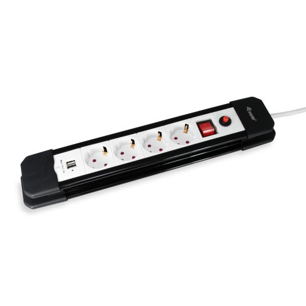Utrusta 245553 4-outlet Power Strip med 2x USB, 4x AC Outlet (er) inomhus, typ F, 1,5 mm², 1,5 m