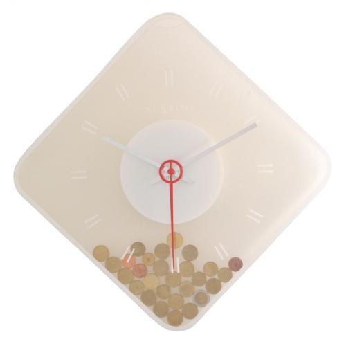 Nextime Clock 3006 Coins, 35x35 cm, Wall, Transparent