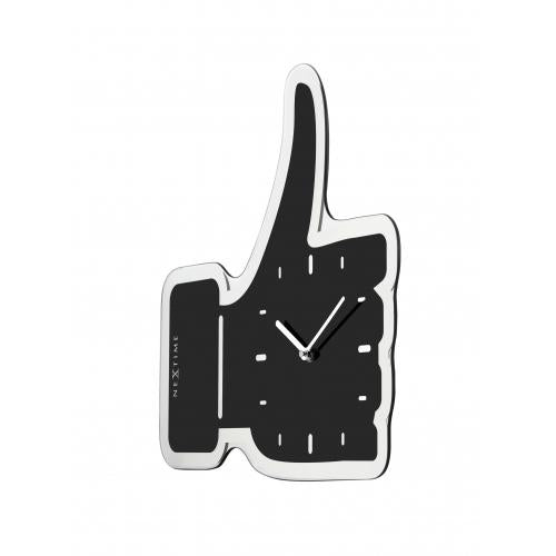 Nextime Klok 3072ZW tommelfinger op, 40,5x41.cm, væg, sort sølv