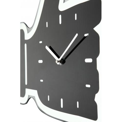 Nextime Klok 3072ZW tommelfinger op, 40,5x41.cm, væg, sort sølv