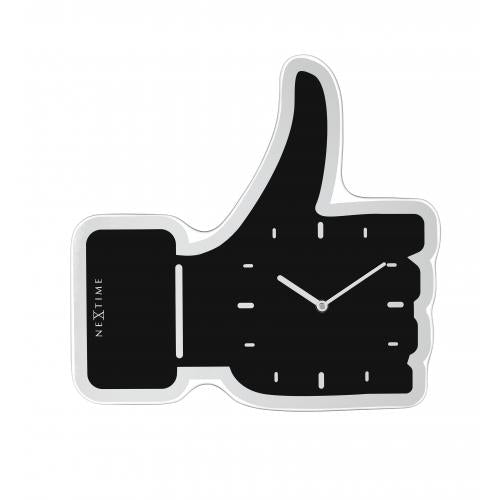 Nextime Klok 3072ZW tommelfinger op, 40,5x41.cm, væg, sort sølv