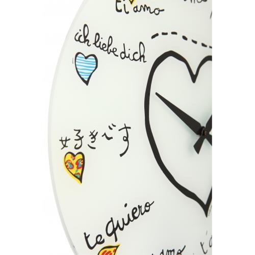 NEXTIME KLOK 8030 Liebe dich, Ø43 cm, Wand, weißer mehrfarbig