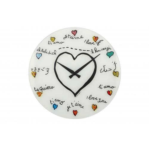NEXTIME KLOK 8030 Liebe dich, Ø43 cm, Wand, weißer mehrfarbig