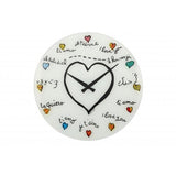 NEXTIME KLOK 8030 Liebe dich, Ø43 cm, Wand, weißer mehrfarbig