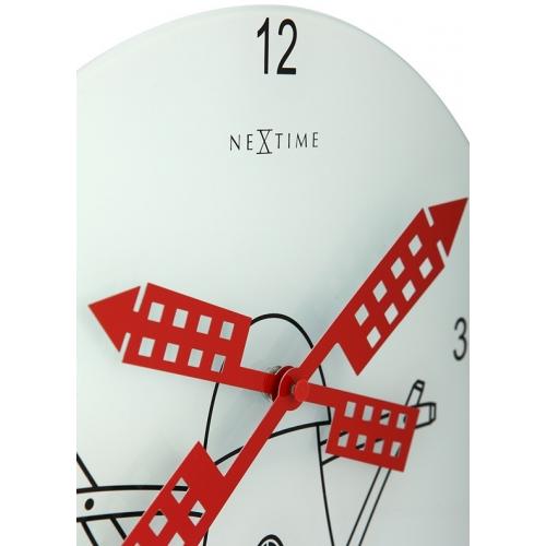 Nextime Klok 8807 Windmil, Ø30 cm, væg, hvid sort rød