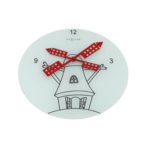 Nextime Klok 8807 Windmil, Ø30 cm, væg, hvid sort rød