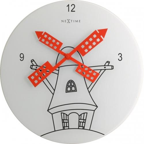 Nextime Klok 8807 Windmil, Ø30 cm, væg, hvid sort rød