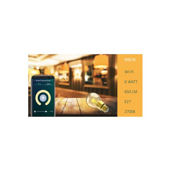 WOX R9078 Smart Dimmable Fillame LED žarnica, E27, 6W, 650lm, wifi, Amazon Google, aplikacija