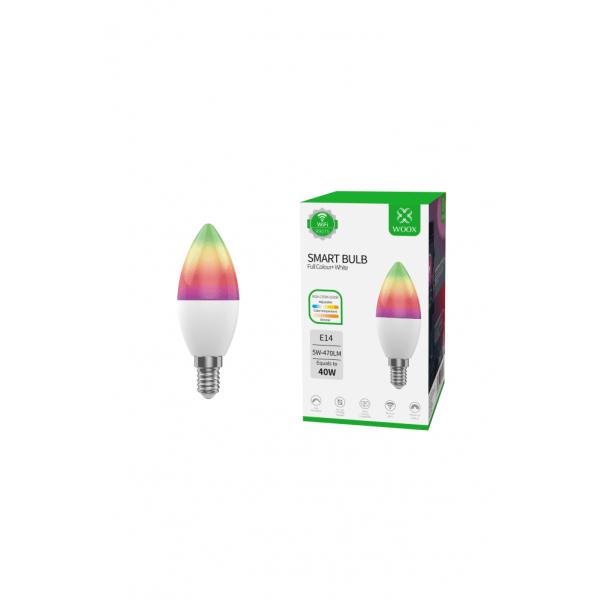 WOX R9075 SMART RGB LED -glödlampa, WiFi, E14, CCT, Google Assistant Amazon Alexa