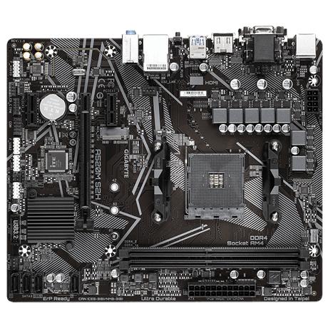 Gigabyte A520M S2H, MATX, AMD, AM4, A520, Ryzen 3 3. gen, 64 GB, 2x DDR4, 5000 MHz, USB3.1, M.2, M.2