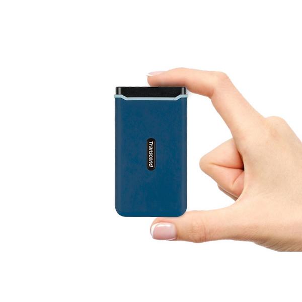 Transzend TS250GED370C ESD370C externe SSD, 250 GB, USB Typ-A C, PCIe, 1050 950 MB S, Marineblau