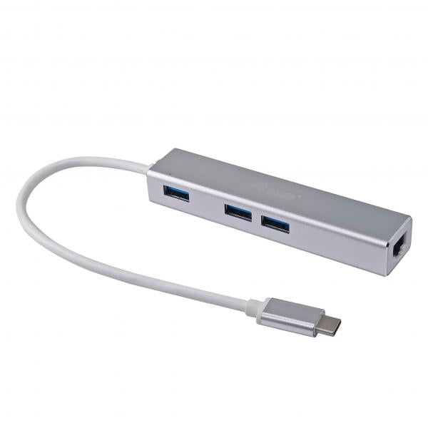 Utrusta 133481 USB-C till 3-port USB 3.0-nav med gigabit-adapter