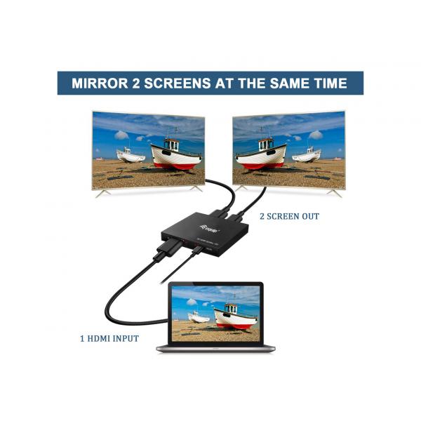 Vybavte 332715 Ultra Slim 2-Port HDMI SPLITER, 3840 x 2160p, 4K Ultra HD, Power-by-USB, černá