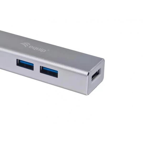 Ausrüstung 128958 USB-C bis 4-Port USB 3.0 Hubs, USB 3.2 Gen 1 Typ-C, Typ-A, 5000 Mbits, Silber