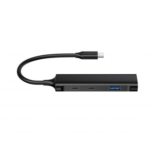 Concepttronic Hubbies12B Hubbies 4-Port USB 3.0 Hub, 2 USB-C 2 USB-A Ports, Aluminum Case, USB-C