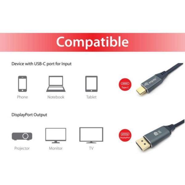 Wyposaż 133426 USB-C do kabla displayport, M M, 1,0M, 4K 60 Hz, ABS Shell
