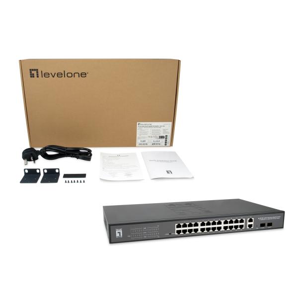 LevelOne GEP-2841 Switch administrado Smart Smart Managed de 28 puertos, L2, Gigabit Ethernet, Power Over Ethernet (POE)