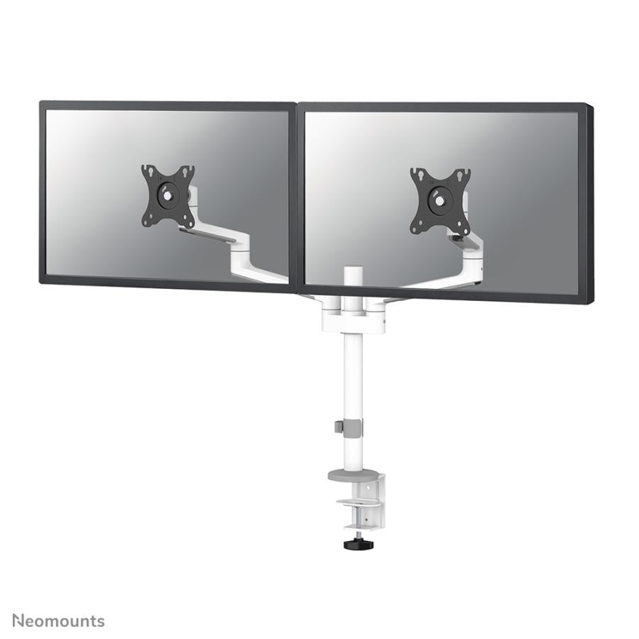 Neomounts DS60-425Wh2 Mount de bureau, 2x 27 pouces 8 kg, pivotage inclinable, 100x100 mm, blanc
