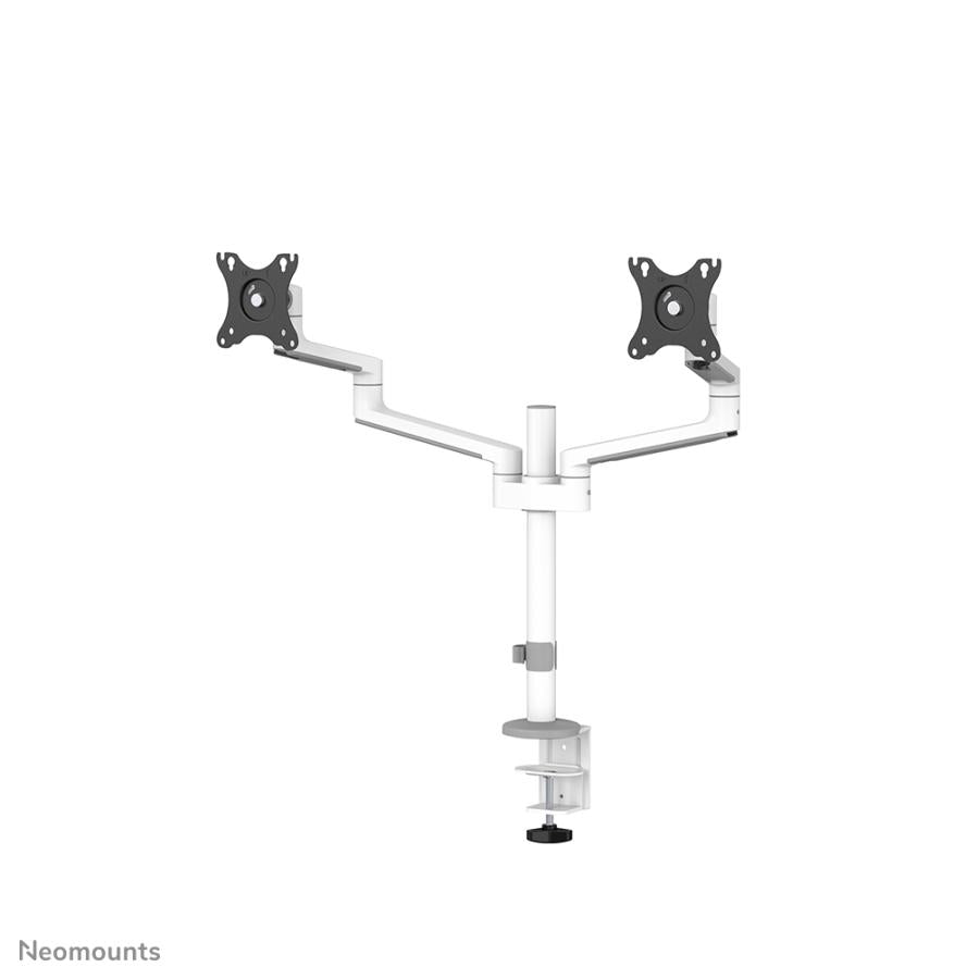Neomounts DS60-425Wh2 Mount de bureau, 2x 27 pouces 8 kg, pivotage inclinable, 100x100 mm, blanc