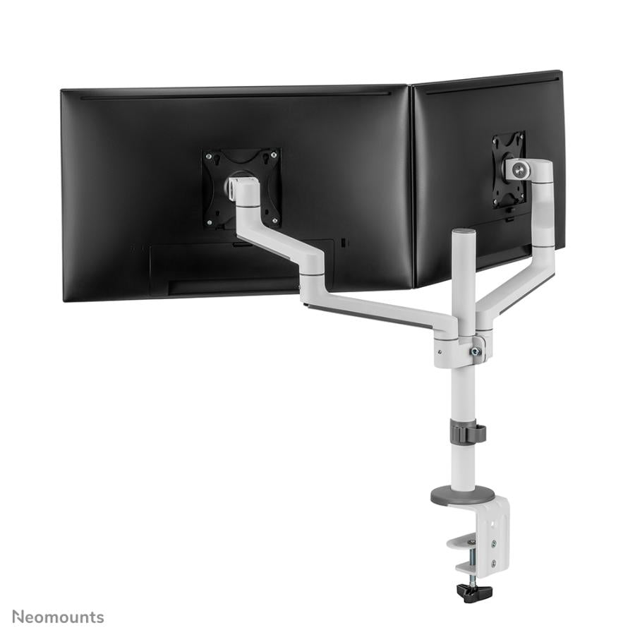 Neomounts DS60-425Wh2 Mount de bureau, 2x 27 pouces 8 kg, pivotage inclinable, 100x100 mm, blanc