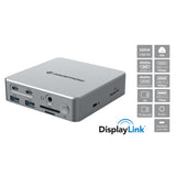 Conceptronic Donn25G 15 in 1 DisplayLink USB 3.2 Gen 2 Docking Station, tipo C 10 Gbps, USB-A X2