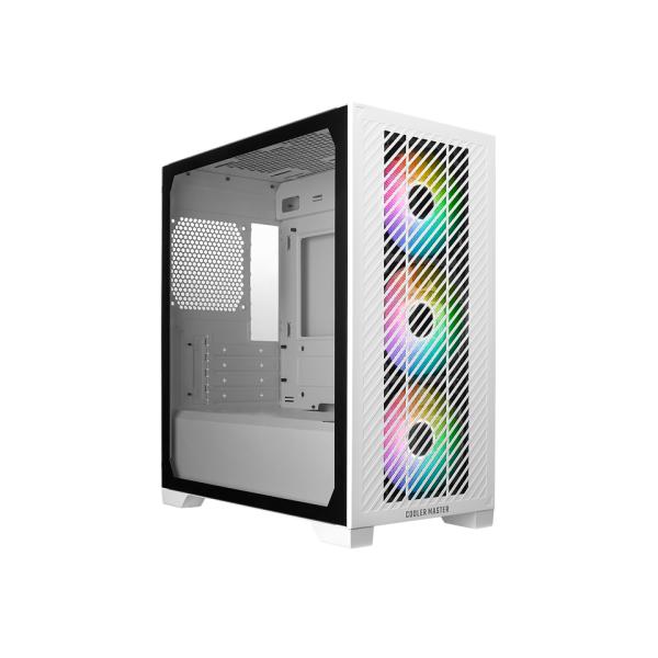Cooler master e301-wgnn-s00 elite 301 white argb, atx, window, usb 3.2 gen 1 type-c, 3x 120mm argb