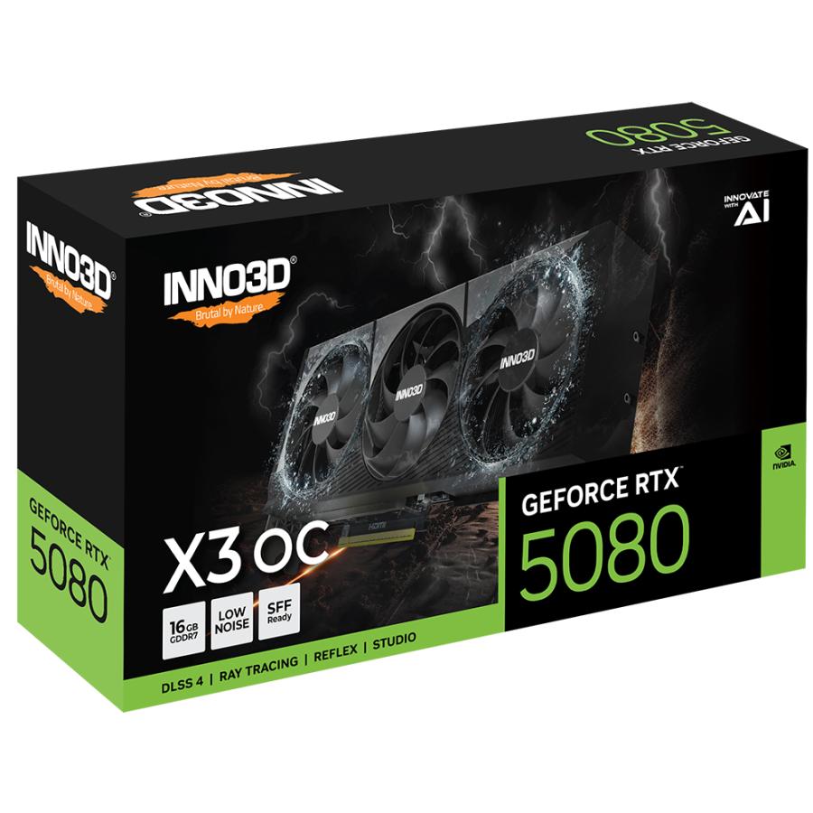 Inno3d N50803-16D7X-17603930 GeForce RTX 5080 X3 OC, ATX, 16GB, GDDR7, 256 bits, 960GBS, PCIe5, 360W