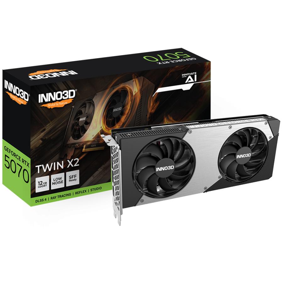 Inno3D N50702-12D7X-195064W GeForce RTX 5070 Twin X2 OC White, 12GB, GDDR7, 192-bit, 28 Gbps, 650W