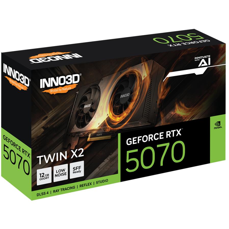 Inno3D N50702-12D7X-195064W GeForce RTX 5070 Twin X2 OC White, 12GB, GDDR7, 192-bit, 28 Gbps, 650W