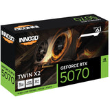 Inno3D N50702-12D7X-195064W GeForce RTX 5070 Twin X2 OC White, 12GB, GDDR7, 192-bit, 28 Gbps, 650W