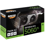 Inno3d N506T2-08D7-193075N GeForce RTX ™ 5060 Ti 8GB Twin X2, 8 GB, GDDR7, 128-bit, 650 W, 650 W