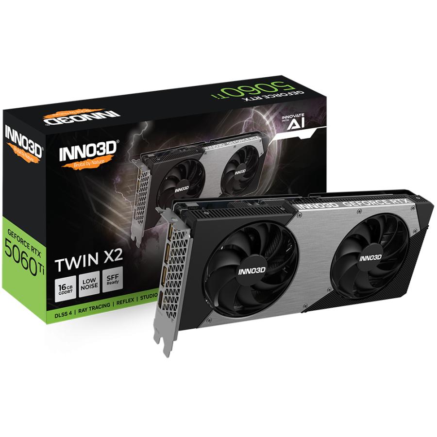 Inno3D N506T2-16D7-191073N GeForce RTX 5060 TI Twin X2 16GB, 16 GB, GDDR7, 128-BIT, 448 GB S, PCIE5