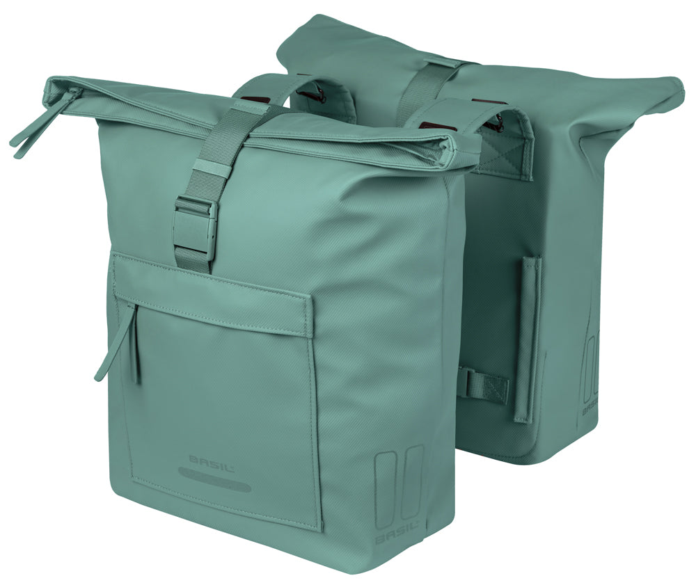 Basil double bag Brooklyn 41l silver green