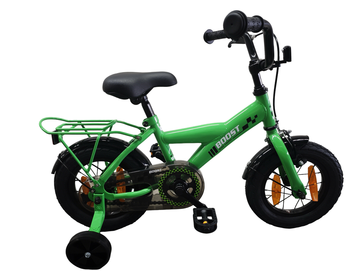 Bikefun kinderfiets boost 12 inch - met zijwieltjes en remnaaf - groen