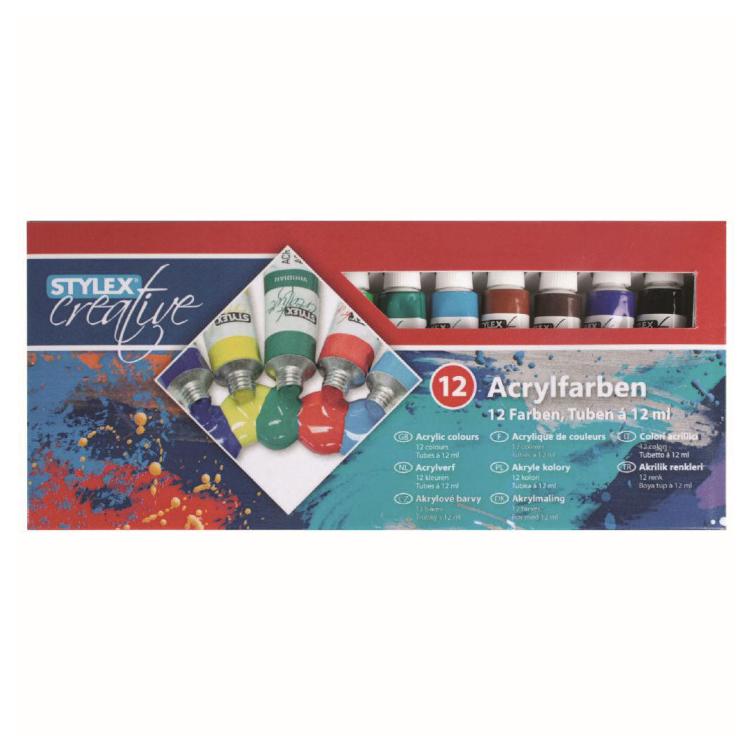 Péint Aicrileach Stylex 12ml 12 Feadán