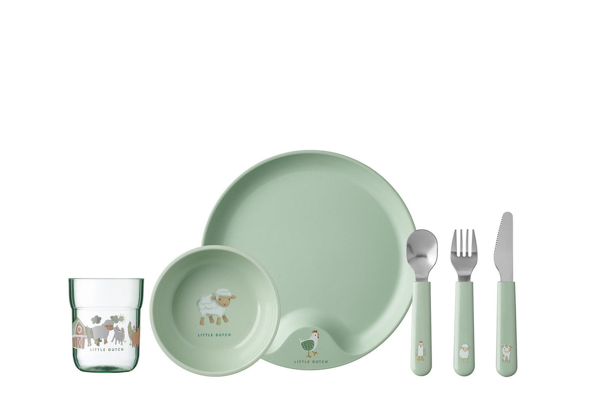 Mepal Little Dutch Farm 6-piece tableware set, green