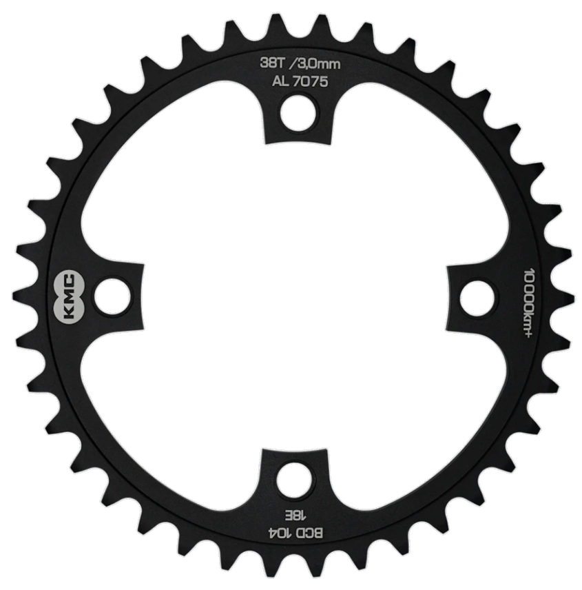 KMC 38T sprocket, aluminum 1 2x1. BCD 104mm. Chainline 3.0mm single speed.