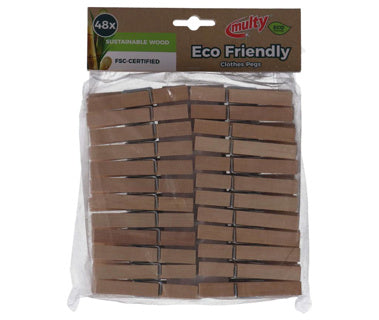 Multy wooden clothes pegs 48 pieces