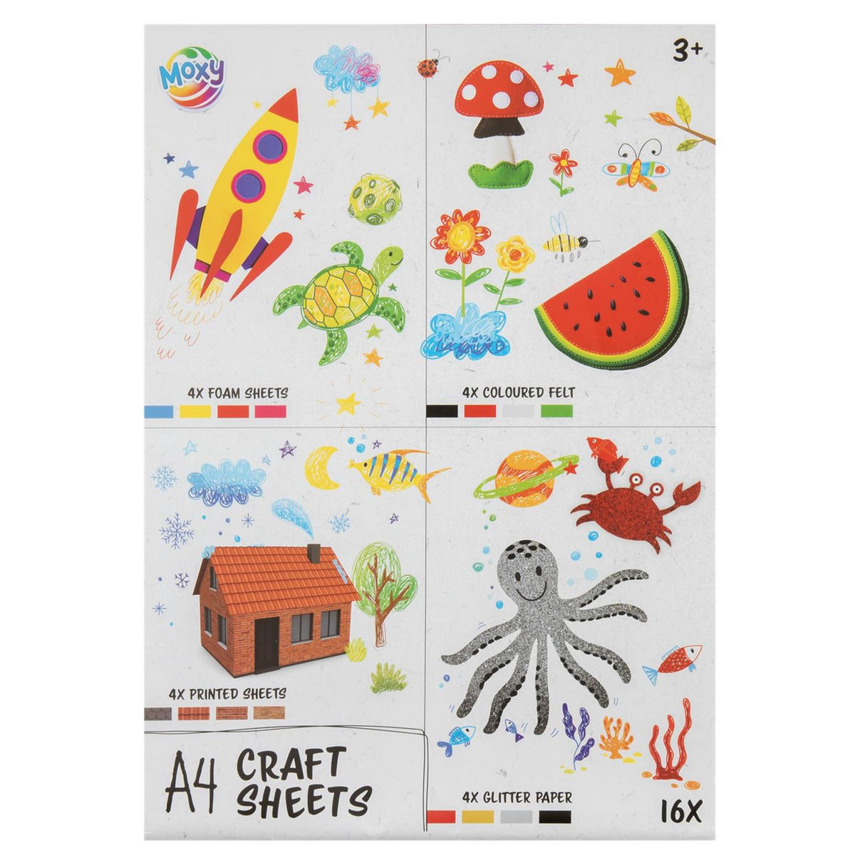 Set di carta artigianale per gruppi creativi, 16 pezzi.