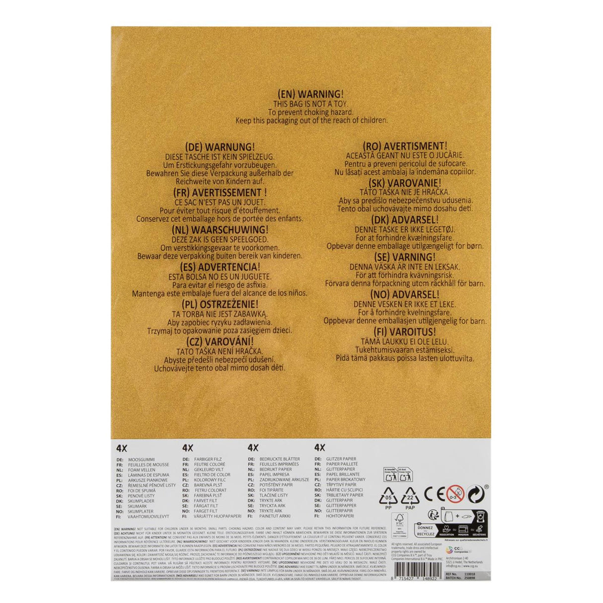 Set di carta artigianale per gruppi creativi, 16 pezzi.