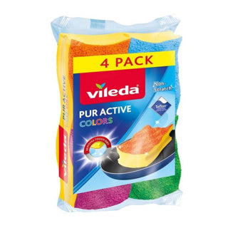 Vileda schuursponsen pur active colors 4 stuks