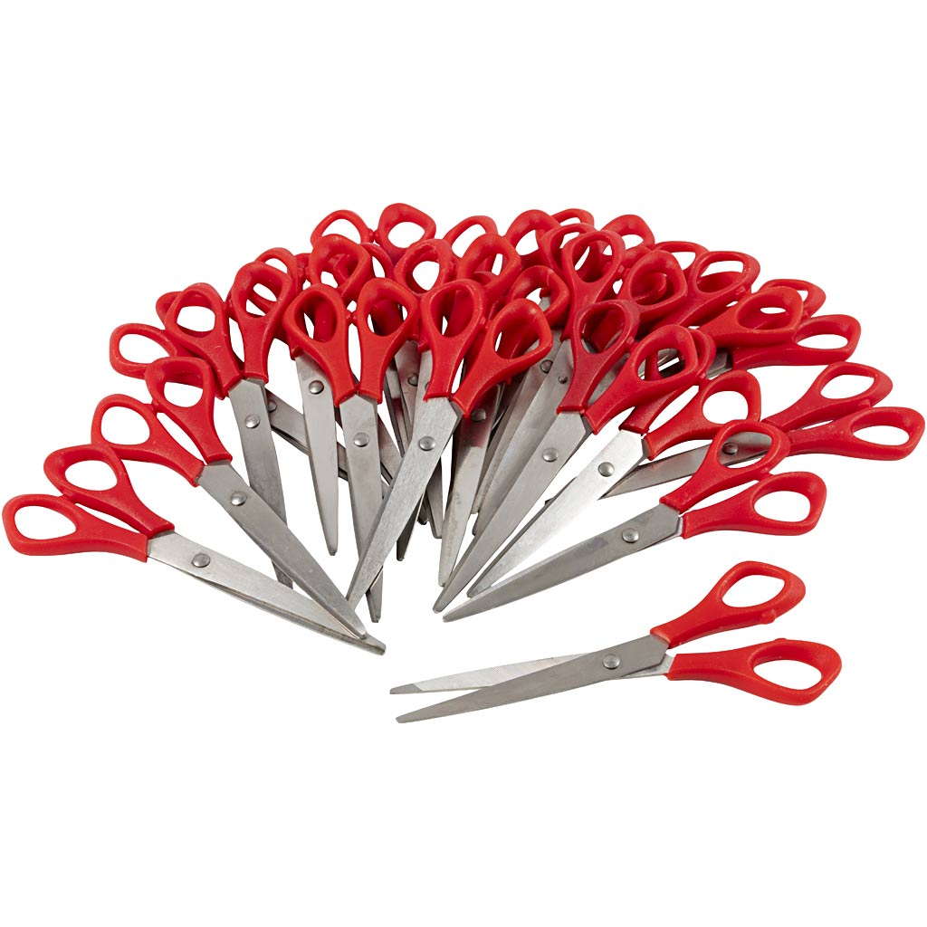 Creativ company schoolscharen, l: 16 cm, puntig, rechtshandig, rood, 24 stuk 1 doos