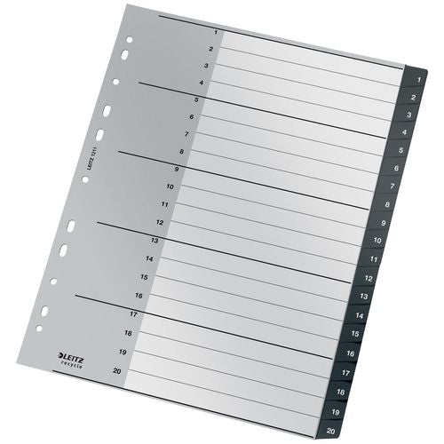 Leitz recycle index 1211 a4 maxi co2 neutraal zwart 20 tabs 11-gaats 90% gerecyc