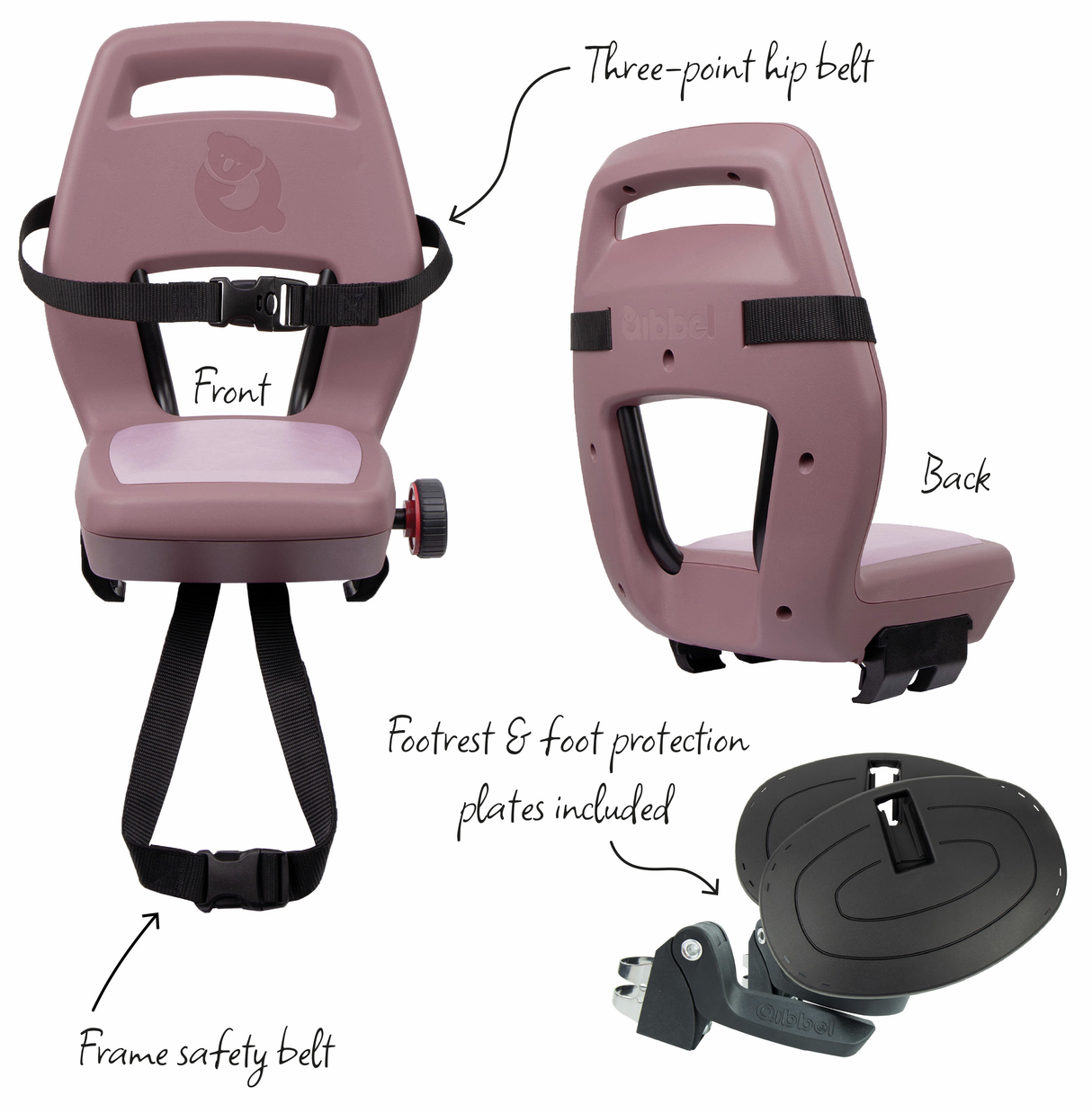 Qibbel achterzitje junior plum rose q368