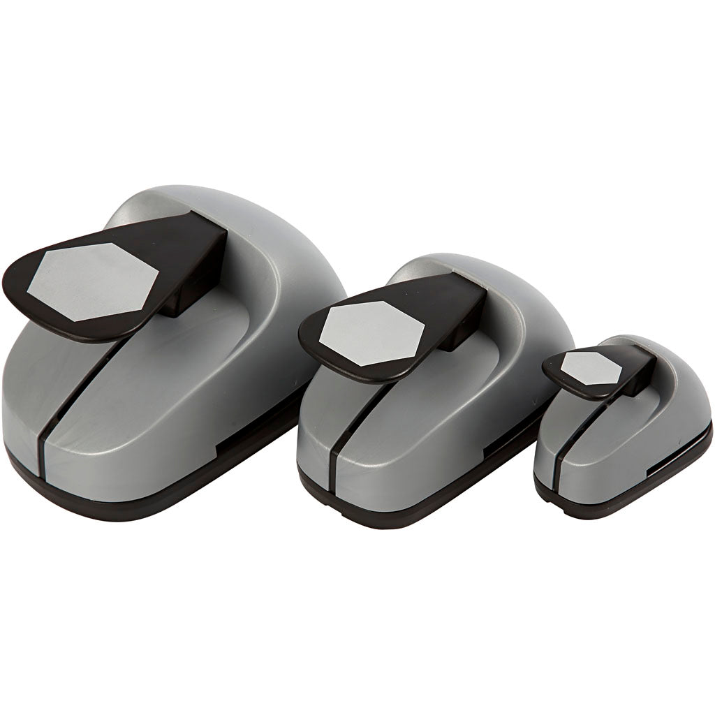 Creativ company punch set, hexagon, size 25+49+75 mm, 3 pieces 1 box