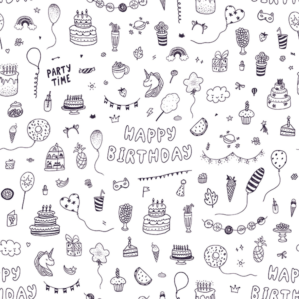 Rotolux wrapping paper Colorable unicorn party, 4 m.