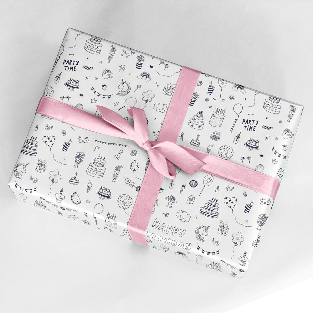 Rotolux wrapping paper Colorable unicorn party, 4 m.