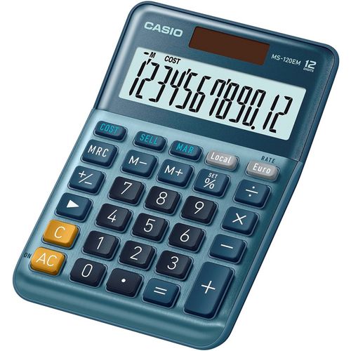 Casio rekernmachine ms-120em blauw