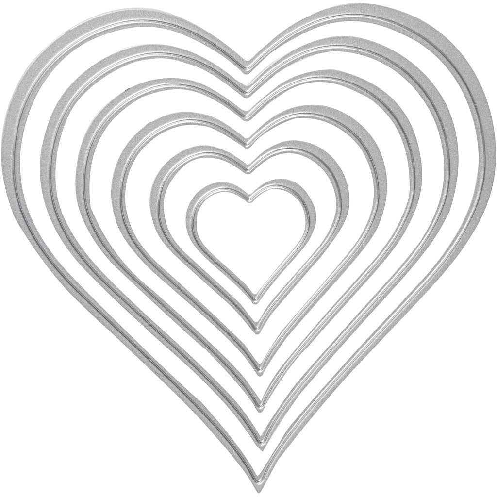 Creativ company punching and embossing dies, hearts, size 2.5x3-10x11 cm, 1 piece